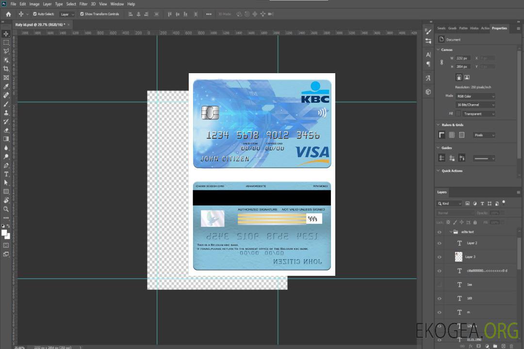 Carte visa bancaire KBC belge template Carte visa bancaire KBC belge template